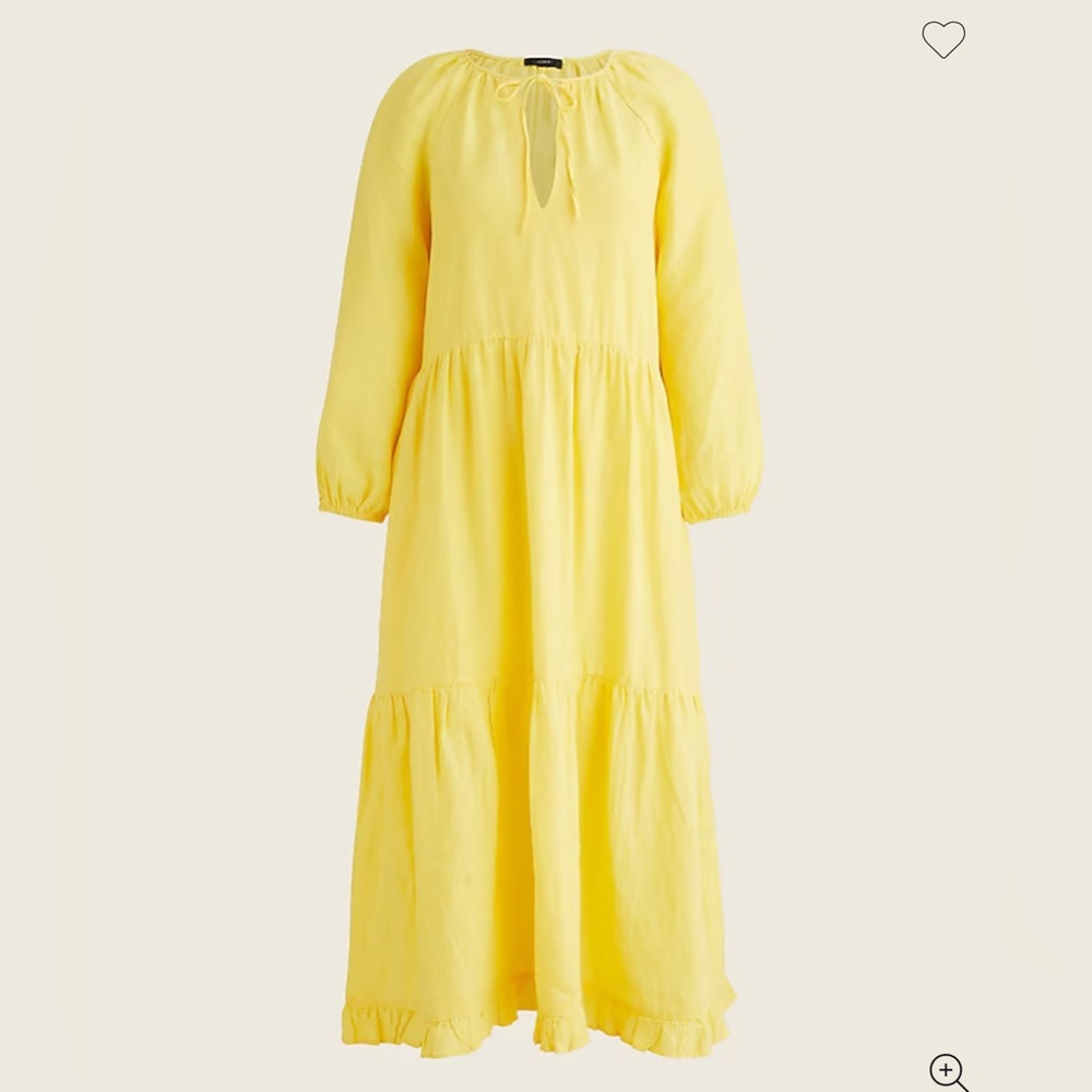J. Crew 100% Linen Tiered Butter Yellow Dress‎ Size Small XSmall